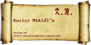 Kozicz Miklós névjegykártya